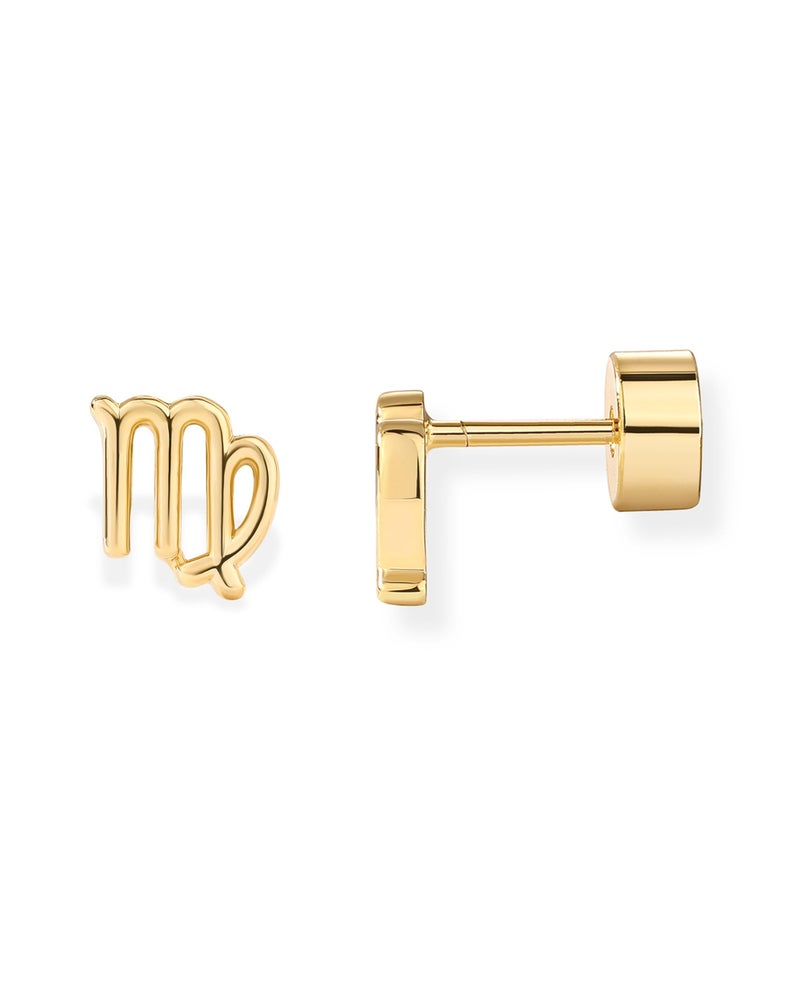 PAVOI 14K Yellow Gold Plated 925 Sterling Silver Posts Zodiac Sign Flat Back Earring Studs | Birthday Gift for Women | Astrology Earring Pair | Virgo - Image 1