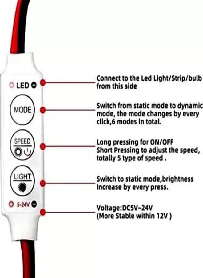 StrawHat Coin Led Module Light 2 * 6 Coin Led Module Strips (Red,White,Blue,Yellow,Green and Pink) for Various Projects,Diwali Decoration, Room Decoration with Flasher 3 Keys Switch (12 V) - Image 3