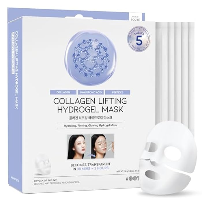 #OOTD Collagen, Hyaluronic Acid & Peptides for Elasticity, Hydration, and Firming. Lifting Hydrogel Sheet Mask - Face Mask (5pcs) - Image 1