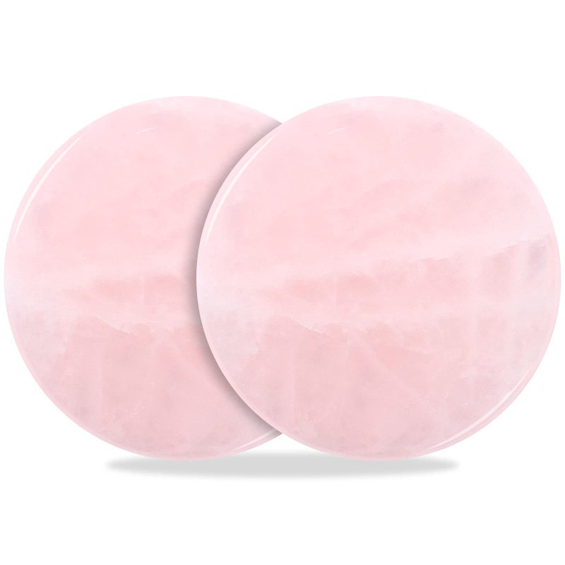 Bememo 2 Pieces Jade Stone for Lash 2 Inches Lash Tile Glue Eyelash Extension Pink Round Jade Stone Glue Holders Adhesive Pallet Fake Eyelash Holder Base - Image 1