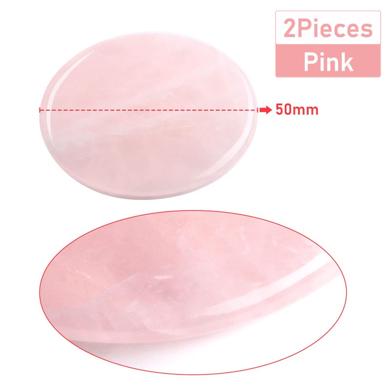 Bememo 2 Pieces Jade Stone for Lash 2 Inches Lash Tile Glue Eyelash Extension Pink Round Jade Stone Glue Holders Adhesive Pallet Fake Eyelash Holder Base - Image 2
