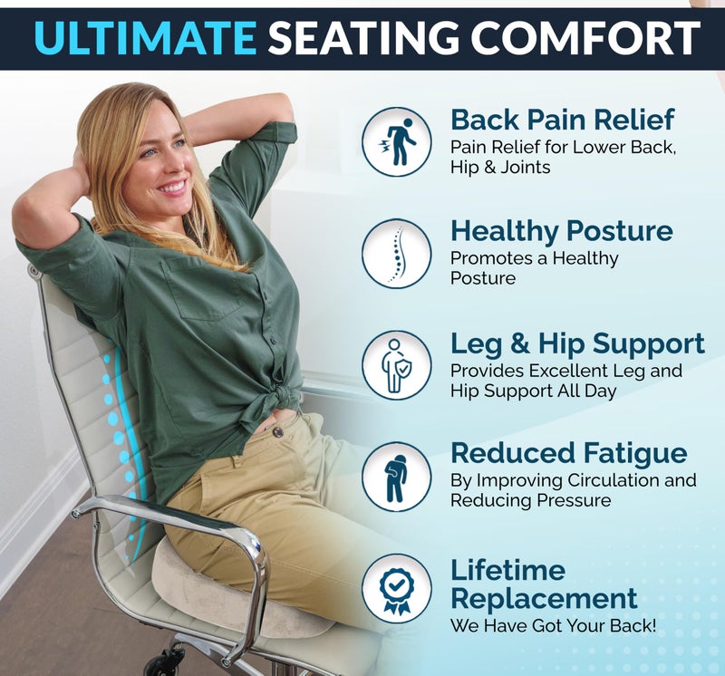 ComfiLife Premium Gel & Memory Foam Seat Cushion â€“ Doctor Recommended Office Chair Cushion, Car Seat Cushion â€“ Chair Cushions for Back & Sciatica Pain Relief â€“ Seat Cushions for Office & Desk (Beige) - Image 4