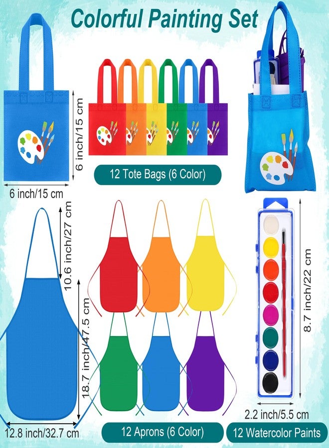 ADXCO 12 Watercolor Paint Set, 48 Pieces Mini Paint Set with 8 Colors Watercolor Paints, Mini Wood Easels, Canvas Bags, Aprons, Art Beginner Supplies - Image 3