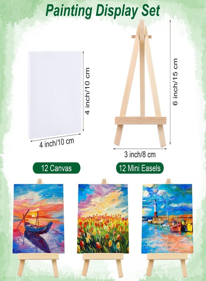 ADXCO 12 Watercolor Paint Set, 48 Pieces Mini Paint Set with 8 Colors Watercolor Paints, Mini Wood Easels, Canvas Bags, Aprons, Art Beginner Supplies - Image 2