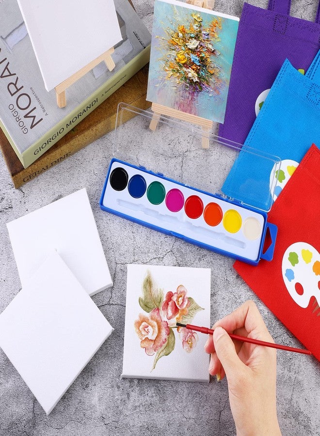ADXCO 12 Watercolor Paint Set, 48 Pieces Mini Paint Set with 8 Colors Watercolor Paints, Mini Wood Easels, Canvas Bags, Aprons, Art Beginner Supplies - Image 4
