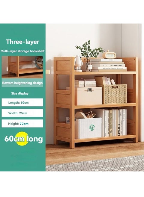 Bamboo Open Bookshelf  Small 3Tier Free-Standing Storage Shelves Bookshelf Multifunctional Display Stand for Bookcase Bathroom Home and Office