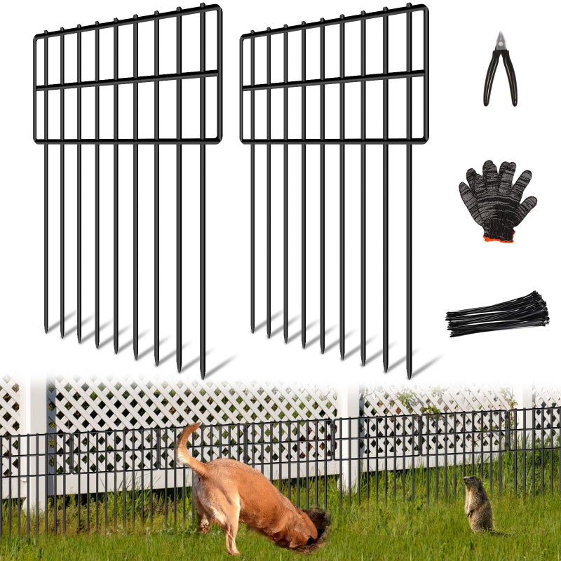 NANYEZH 25 Panels Garden Fencing Animal Barrier, 17in (H) X 27ft (L) Dog Dig Fence Barrier, 1.25in Gap Rustproof Metal Stakes Decorative Garden Fence, Ground Defense Border Fence for Outdoor, Yard, Patio - Image 1