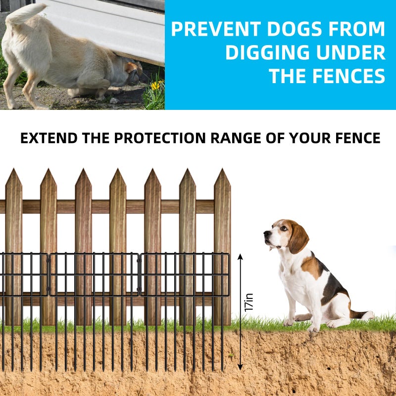 NANYEZH 25 Panels Garden Fencing Animal Barrier, 17in (H) X 27ft (L) Dog Dig Fence Barrier, 1.25in Gap Rustproof Metal Stakes Decorative Garden Fence, Ground Defense Border Fence for Outdoor, Yard, Patio - Image 2