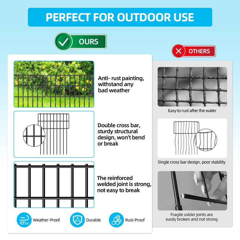 NANYEZH 25 Panels Garden Fencing Animal Barrier, 17in (H) X 27ft (L) Dog Dig Fence Barrier, 1.25in Gap Rustproof Metal Stakes Decorative Garden Fence, Ground Defense Border Fence for Outdoor, Yard, Patio - Image 3