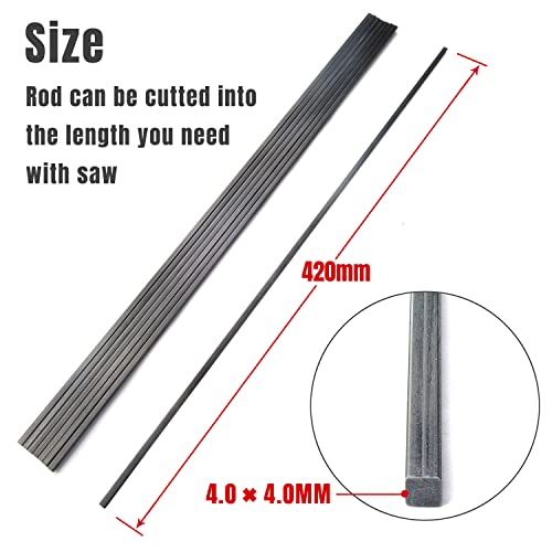 cncarbonfiber 8pcs 4.0mm Square Carbon Fiber Solid Rods 4.0x4.0x420mm,1.4/2/3/4/6mm Available - Image 2