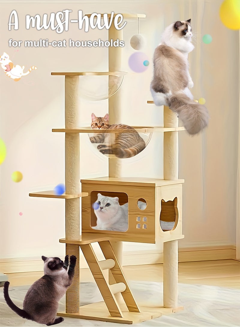 Kidle Cat House Cat Climbing Frame Cat Nest Cat Scratching Board Cat Tree Cat Supplies Pet Cat Toys Space Capsule Multi-Level Cat Tower Activity Center Condo Pet Supplies - Image 2