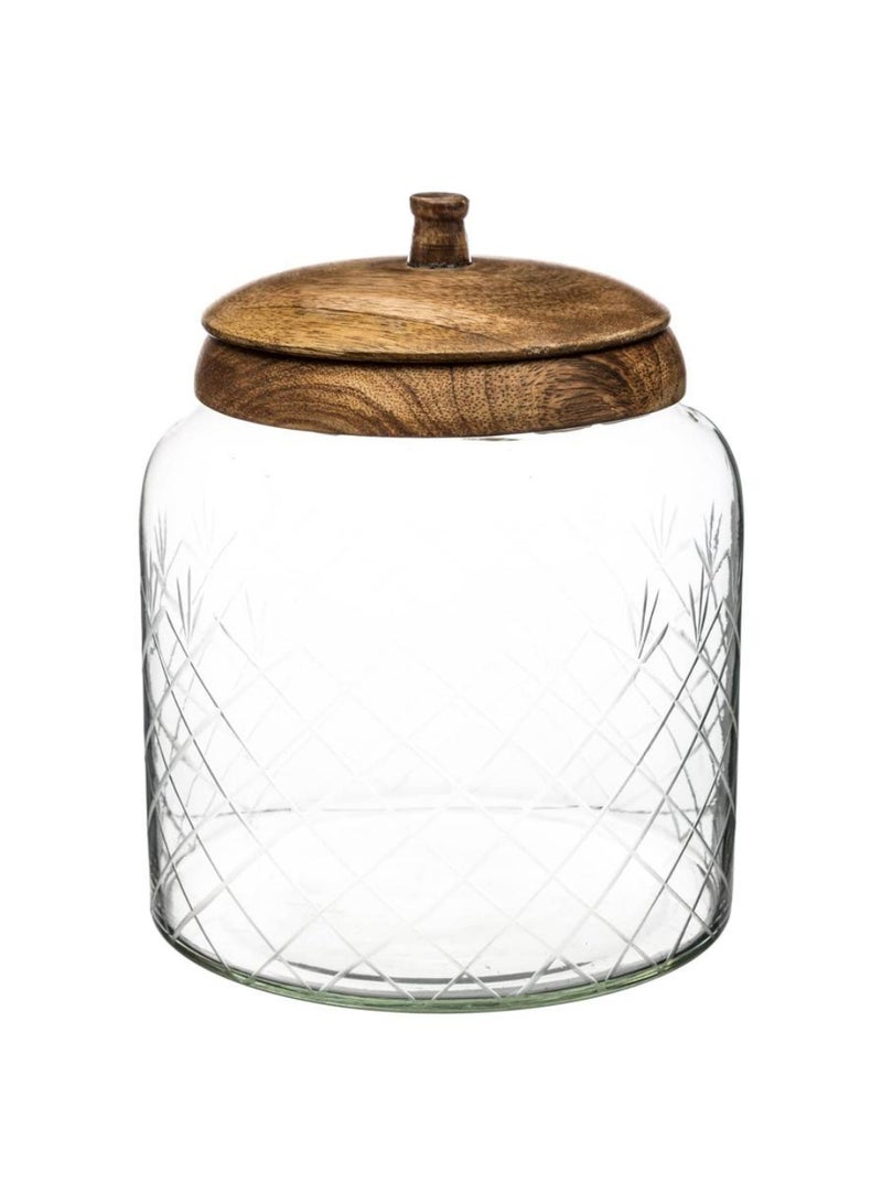 برطمان زجاجي بغطاء خشبي 19 سم