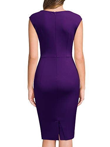 Miusol Women's Retro Ruffle Sleeveless Cocktail Pencil Dress (Medium, A-Purple) - Image 2