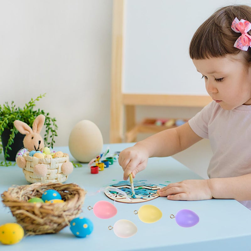 مجموعة تعليق بيض عيد الفصح DIY زينة 20 قطعة خرز خشبي بألوان الباستيل ديكور المنزل - Image 5