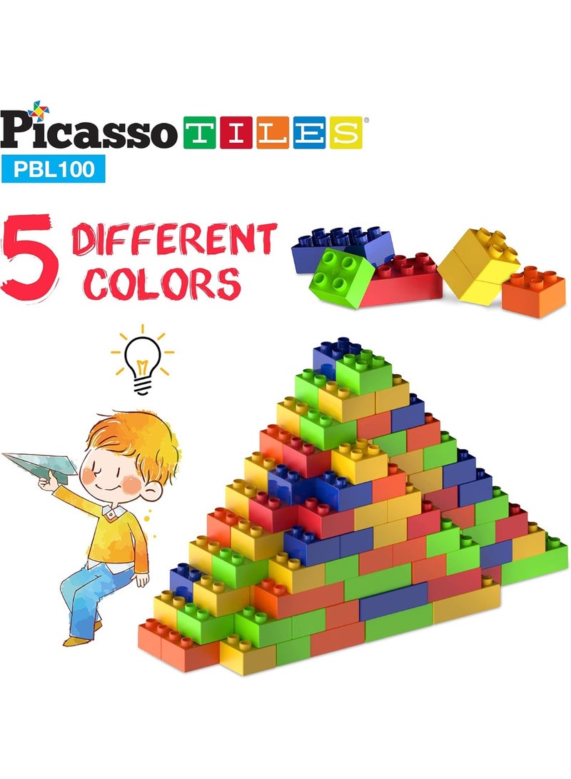 PicassoTiles قطع بناء بيكاسو تايلز 100 | قطع بناء | ألعاب STEM | مجموعة ألعاب تعليمية | قطع تكديس | مجموعة بناء للأطفال لتطوير الدماغ - Image 2
