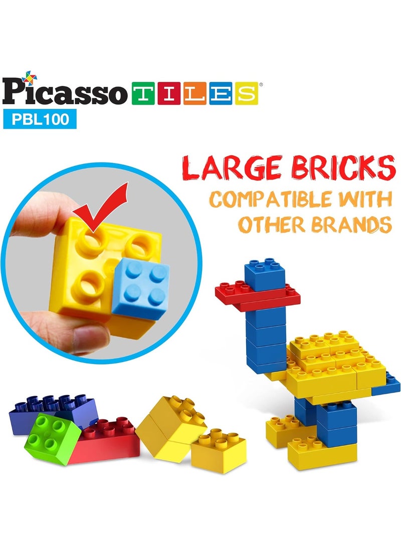 PicassoTiles قطع بناء بيكاسو تايلز 100 | قطع بناء | ألعاب STEM | مجموعة ألعاب تعليمية | قطع تكديس | مجموعة بناء للأطفال لتطوير الدماغ - Image 3