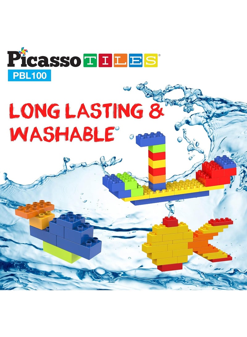 PicassoTiles قطع بناء بيكاسو تايلز 100 | قطع بناء | ألعاب STEM | مجموعة ألعاب تعليمية | قطع تكديس | مجموعة بناء للأطفال لتطوير الدماغ - Image 5