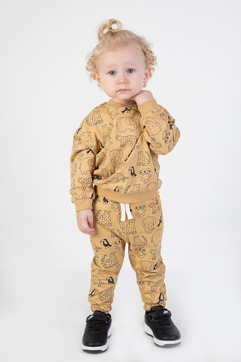 Harika Kids Baby Boy Child Two Yarn Fabric Medium Thickness Knitted Basic Bottom Top Tracksuit Set  - Image 1
