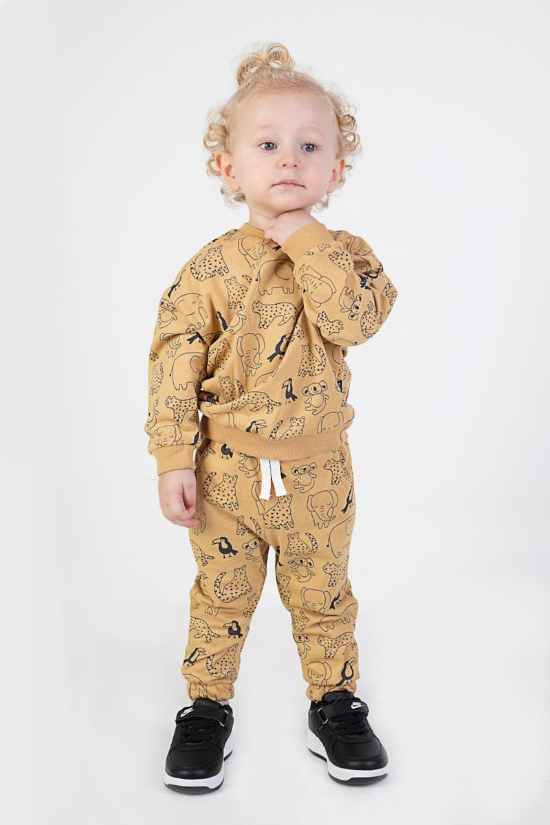 Harika Kids Baby Boy Child Two Yarn Fabric Medium Thickness Knitted Basic Bottom Top Tracksuit Set  - Image 2