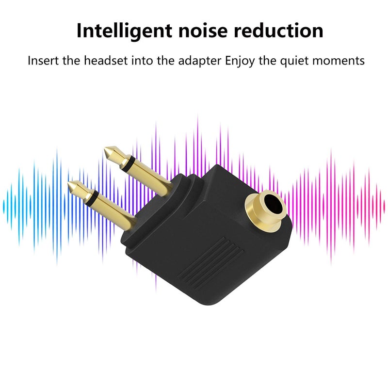 SAISN Headphones Adapter 3.5 mm Airplane Airline Travel Headphone Jack Audio Adapters Converter (Pack of 5, Golden Plated) - Image 5