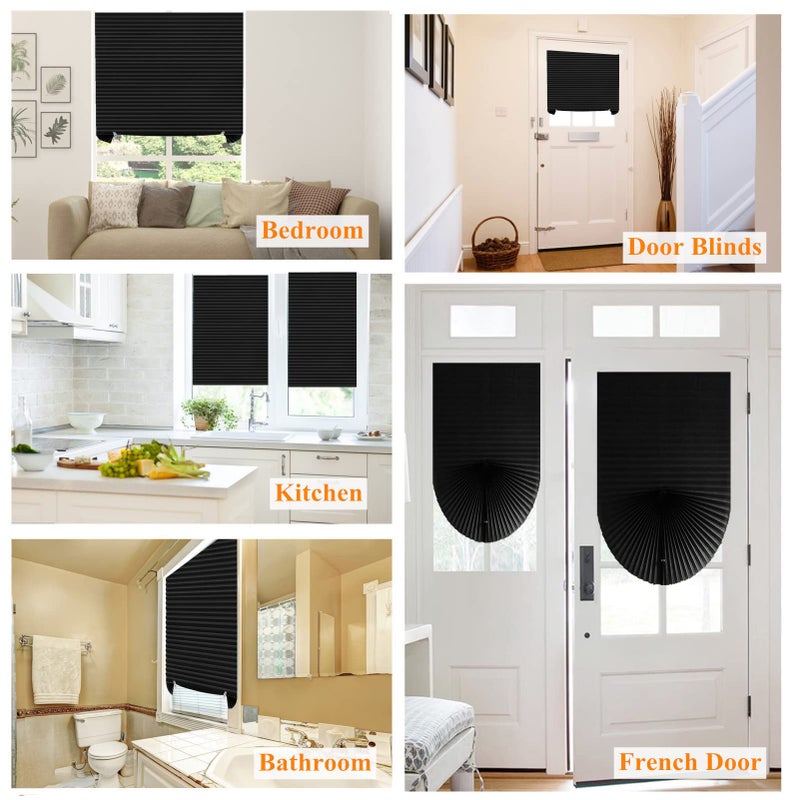 Maritown Window Blinds Cordless Blackout No Drill Cut to Size Clip On Stick On Self Adhesive Temporary Blinds Pleated Paper Blinds for Windows Doors Shades for Home Nursery Bedroom Kitchen Bathroom - Image 2