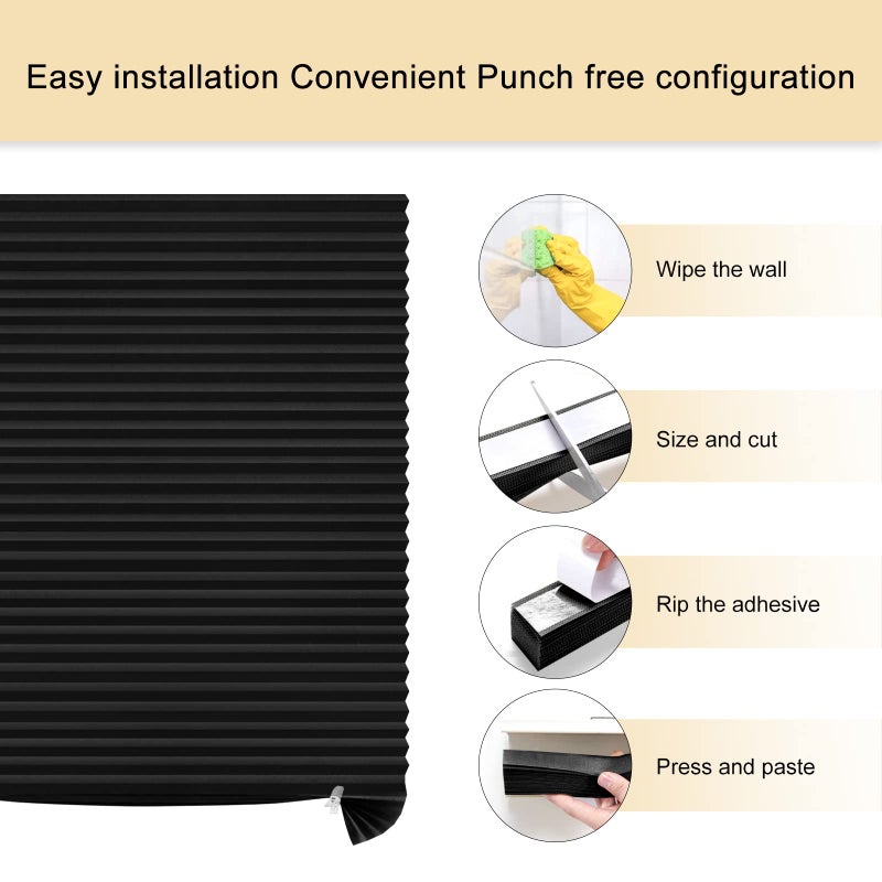 Maritown Window Blinds Cordless Blackout No Drill Cut to Size Clip On Stick On Self Adhesive Temporary Blinds Pleated Paper Blinds for Windows Doors Shades for Home Nursery Bedroom Kitchen Bathroom - Image 5