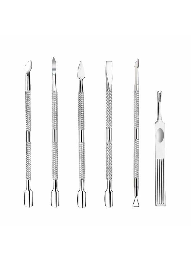 Benbeno 6PCS Cuticle Pusher Set, Stainless Steel Cuticle Remover Kit, Cutter and Trimmer Manicure and Pedicure Tools for Fingernail and Toenails - Image 1