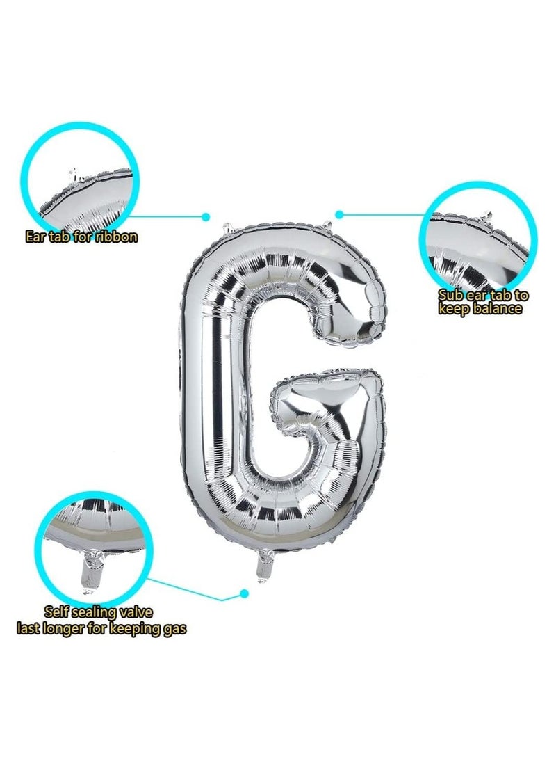 جولد إيدج بالونات هيليوم فضية عملاقة مقاس 32 بوصة على شكل حرف G من رقائق معدنية، بالون مايلر كبير واحد، زينة حفلات أعياد الميلاد، مستلزمات حفلات استقبال المولود الجديد (فضي G) - Image 2
