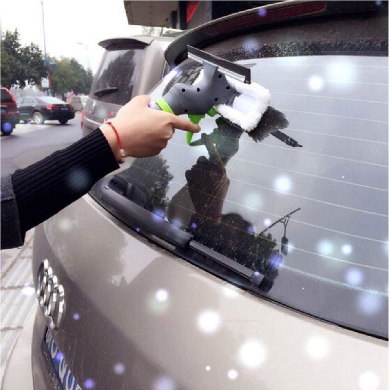 Koniry Glass Cleaner Wiper - 3-in-1 Windshield Cleaner Brush Glass Wiper Squeegee Washer Cleaner with Microfiber Scrubber Spray Bottle for Window Shower Floor Car Home and Office Glass - Image 2