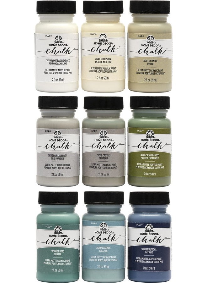 FolkArt Home Decor Ultra Matte Chalk Finish Acrylic Craft Paint Set Formulated For No Prep Application Designed For Beginners And Artists 2 Oz Bottles Top Colors - Image 1