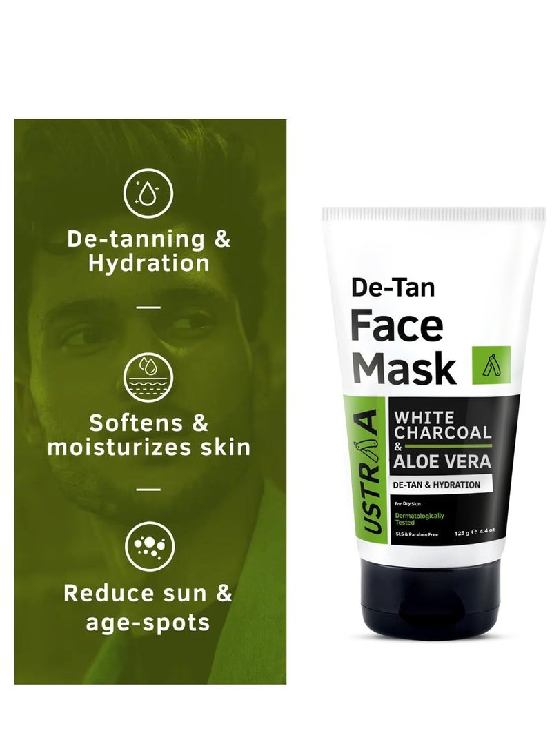 Ustraa Face Mask Dry Skin 125 gm Wash off mask for cleaning dry skin with White Charcoal No Paraben - Image 2