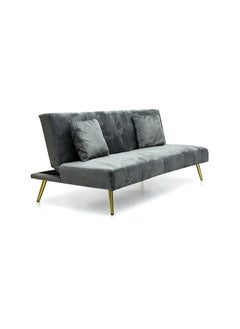 Multi Home Furniture Modern Design MH-1068SB-Grey SOFA CUM BED OR Three Seater Sofa Soft PU velvet 3-Seater Sofa,Made of finiest VELVET sofa AND Golden legs cum bed is Foldable Futon Bed for Living Room Grey  - Image 1