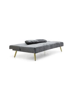 Multi Home Furniture Modern Design MH-1068SB-Grey SOFA CUM BED OR Three Seater Sofa Soft PU velvet 3-Seater Sofa,Made of finiest VELVET sofa AND Golden legs cum bed is Foldable Futon Bed for Living Room Grey  - Image 2