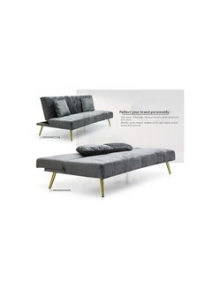 Modern Design MH-1068SB-Grey SOFA CUM BED OR Three Seater Sofa Soft PU velvet 3-Seater Sofa,Made of finiest VELVET sofa AND Golden legs cum bed is Foldable Futon Bed for Living Room Grey - pzsku/Z9AD6A05404ABF3D893A2Z/45/_/1720450790/0857b647-34d4-4a6a-9633-5e8178a0c145