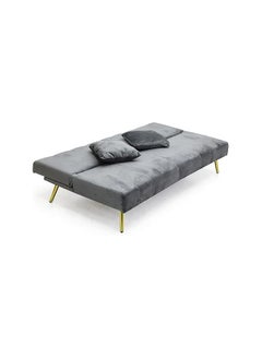 Multi Home Furniture Modern Design MH-1068SB-Grey SOFA CUM BED OR Three Seater Sofa Soft PU velvet 3-Seater Sofa,Made of finiest VELVET sofa AND Golden legs cum bed is Foldable Futon Bed for Living Room Grey  - Image 3