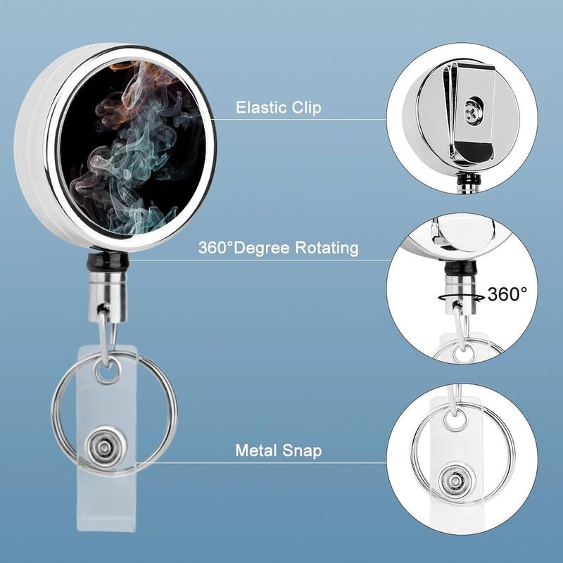 Psychedelic Smoke Badge Clip Steel Retractable Badge Reel, Id Card Holder with Reel, Rustproof Work Id Clip for Work, Nurse, Teacher & Office Staff Id Badge Fastener - Image 4