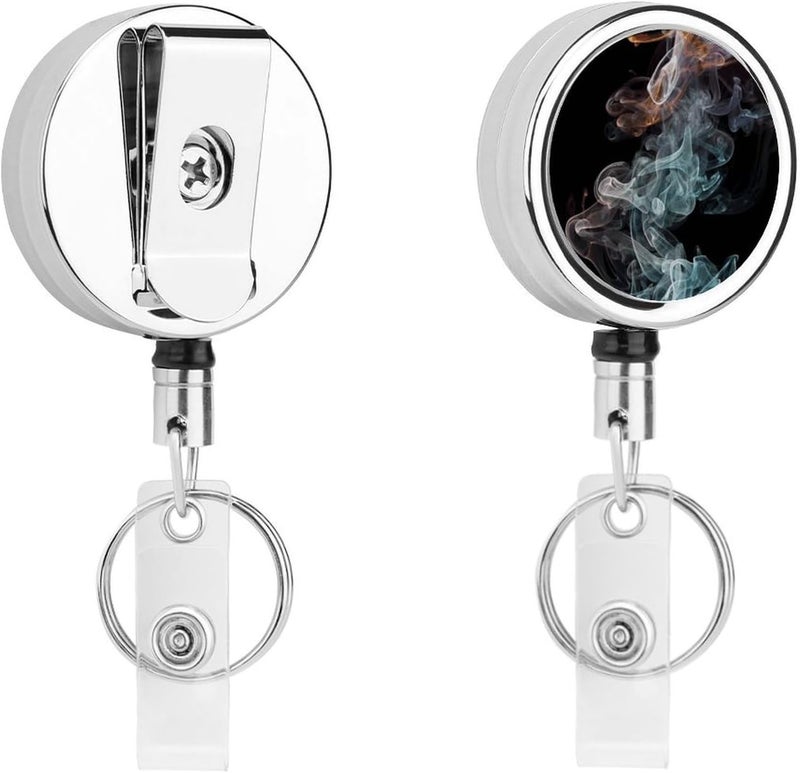Psychedelic Smoke Badge Clip Steel Retractable Badge Reel, Id Card Holder with Reel, Rustproof Work Id Clip for Work, Nurse, Teacher & Office Staff Id Badge Fastener - Image 1