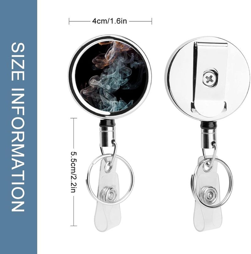 Psychedelic Smoke Badge Clip Steel Retractable Badge Reel, Id Card Holder with Reel, Rustproof Work Id Clip for Work, Nurse, Teacher & Office Staff Id Badge Fastener - Image 2