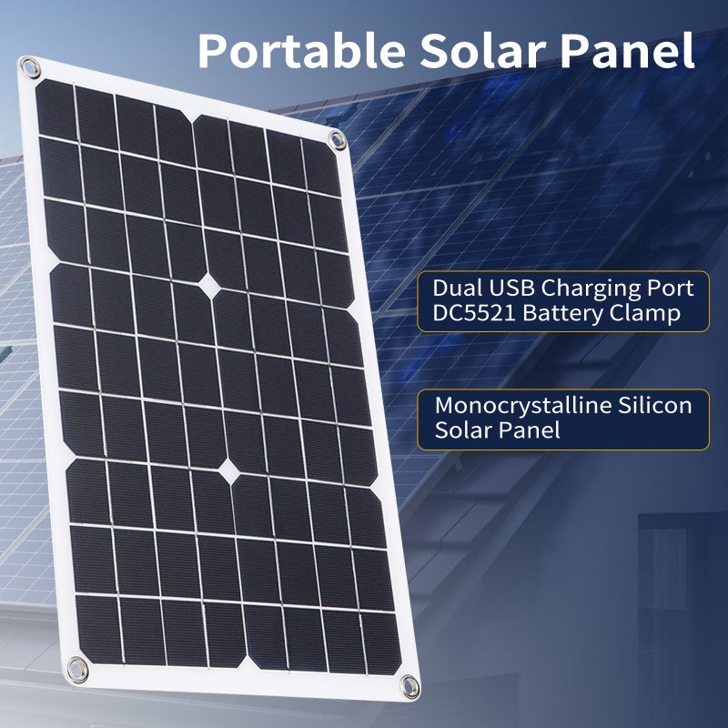 Portable 300W Solar Flexible Panel Kits Monocrystalline Silicon Solar Panel with 20A Controller Dual USB Charging Port DC5521 Battery Clamp Interface for Charging 5V Mobile Phones Sports Cameras, 12V - Image 4