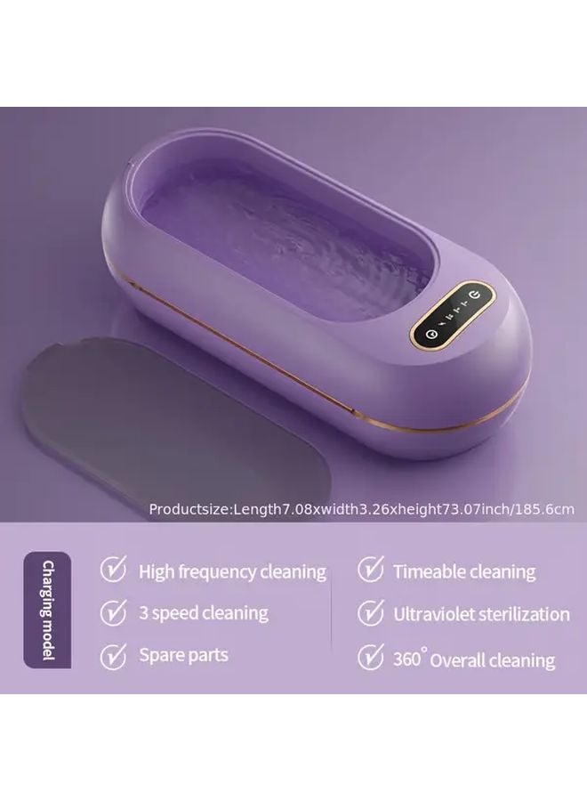 Purple Portable Ultrasonic Cleaner For Eyewear Jewelry And Makeup Brushes - Image 1