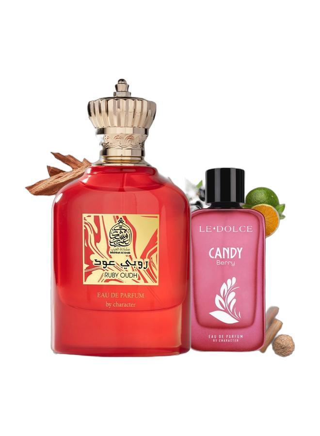 Character Mishkat Al Arab Ruby Oud & Le Dolce Candy Berry Eua de Parfum By Character 100ML Bundle - Image 1