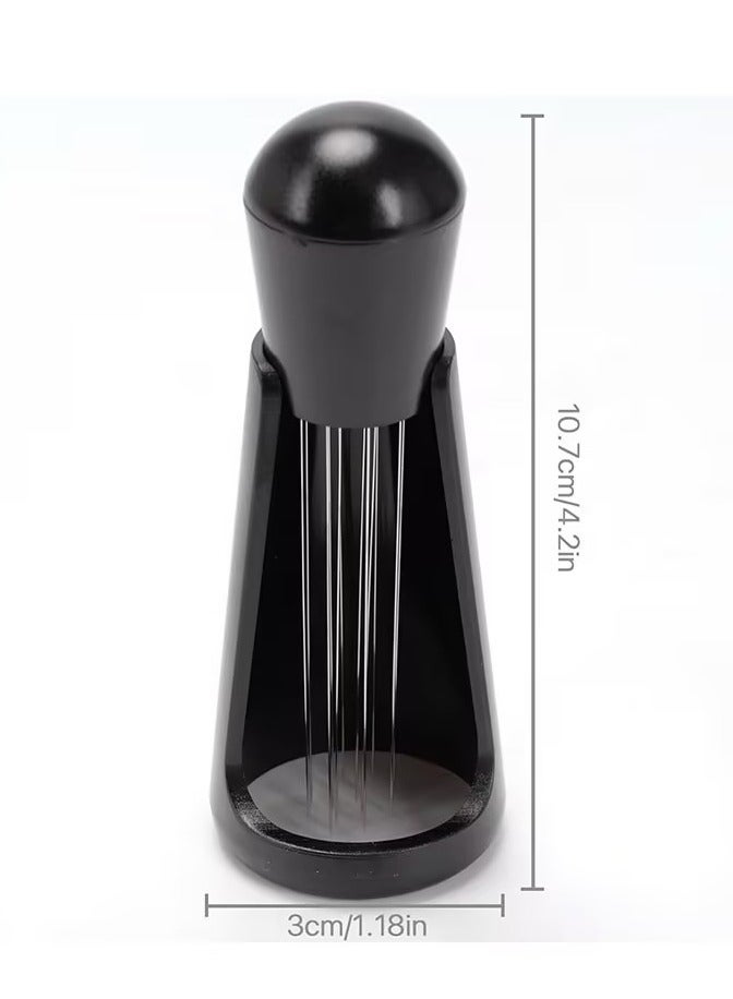 Coffee Needle Espresso Dispensing Tool Coffee Ground Stirrer With Aluminum Stand Black 10.7x3x3cm