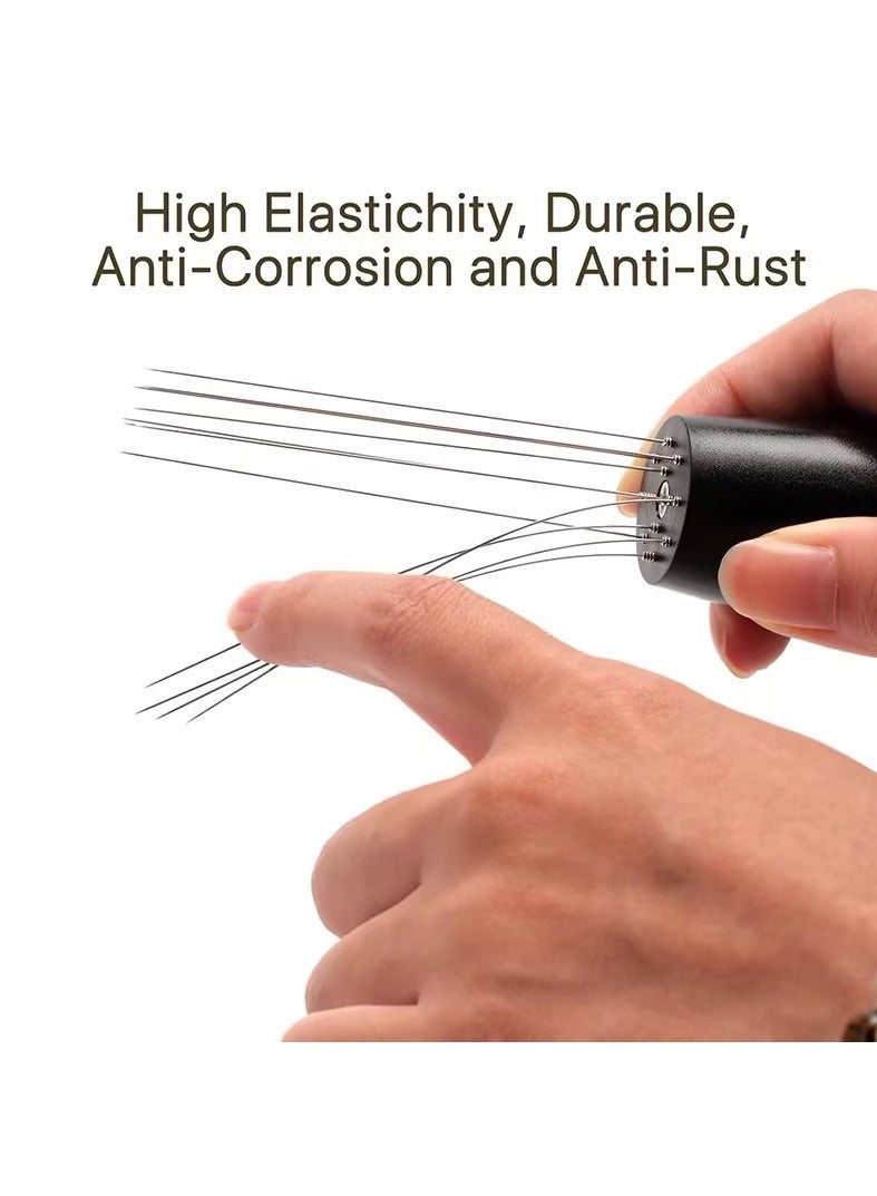 Coffee Needle Espresso Dispensing Tool Coffee Ground Stirrer With Aluminum Stand Black 10.7x3x3cm
