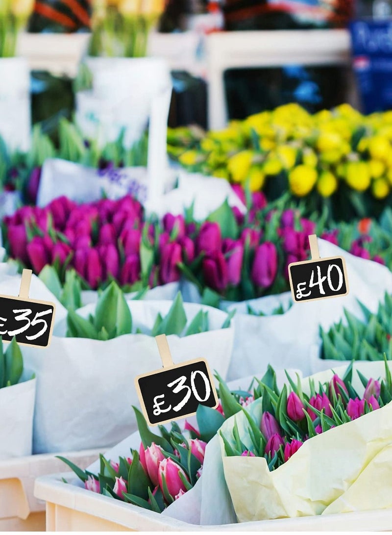 SYOSI Mini Blackboard Clips, 14 Pcs Wooden Memo Chalkboard Message Board Signs Chalkboard Tag with Clips for Memo Food Label Birthday Wedding Party Decoration Garden Home Decoration - Image 3