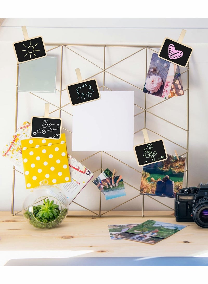 SYOSI Mini Blackboard Clips, 14 Pcs Wooden Memo Chalkboard Message Board Signs Chalkboard Tag with Clips for Memo Food Label Birthday Wedding Party Decoration Garden Home Decoration - Image 2