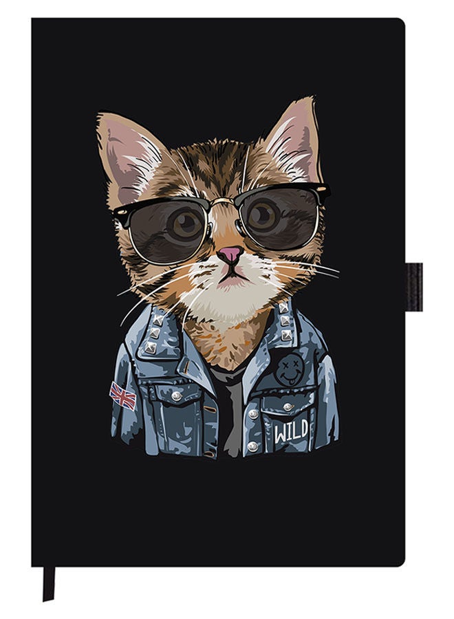 Theodor Designer A5 Thick Black Hardcover Notebook Swag Cat - Image 1