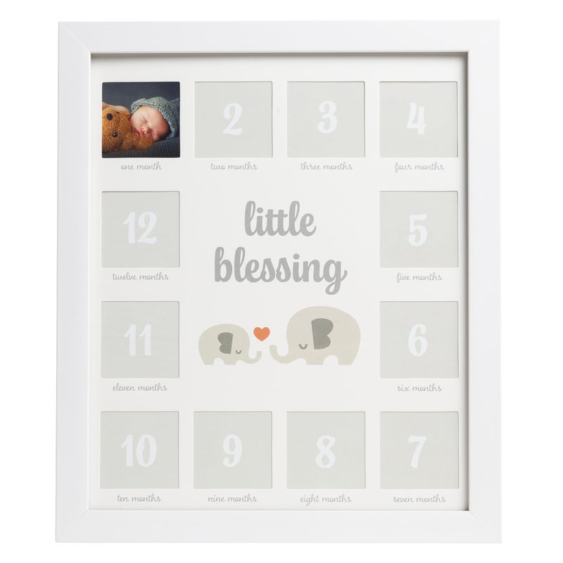 Kate & Milo Little Blessing First Year Picture Frame, Monthly Baby Milestone Photo Collage Frame, Nursery Wall DÃ©cor and Newborn Keepsake, White - Image 1