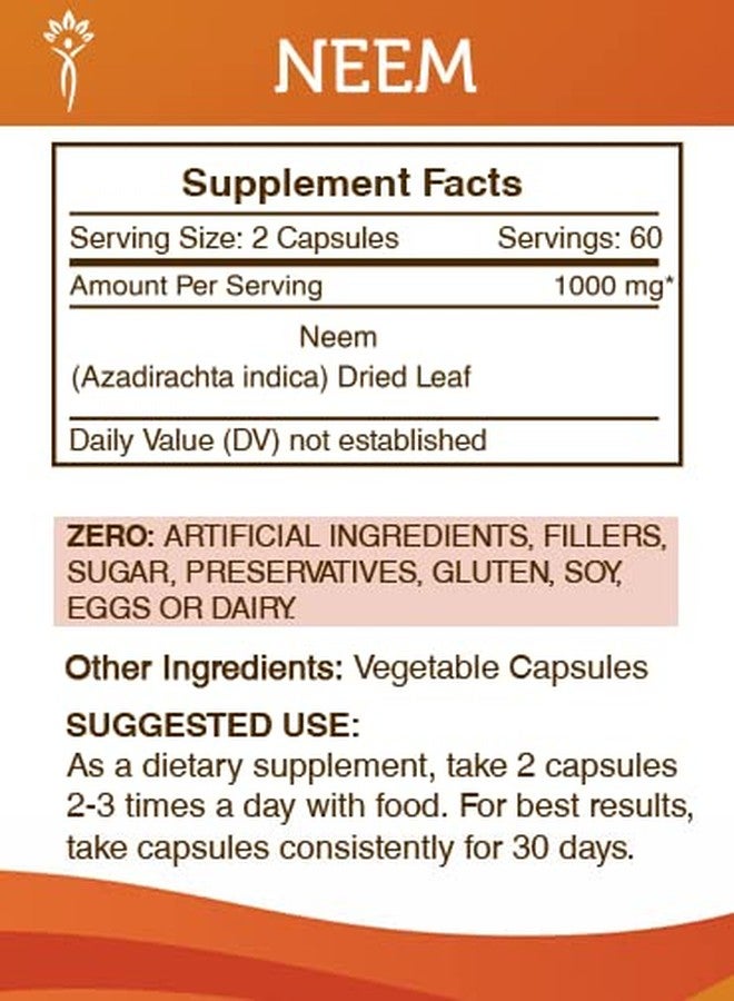 Secrets of the Tribe Neem 120 Capsules, Made with Vegetable Capsules and Neem Azadirachta Indica Cleansing and Body Detoxification (120 Capsules) - Image 3