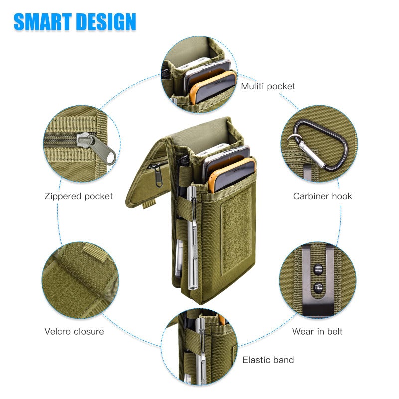 KATOLK Dual Phone Holster, Large Smartphone Pouch, Belt Cell Phone Holder for iPhone 16/15/14 Pro Max & Samsung Phones, Compatible with Power Bank, for Work, Hiking, Camping, Barbecue, Rescue (XL) - Image 4