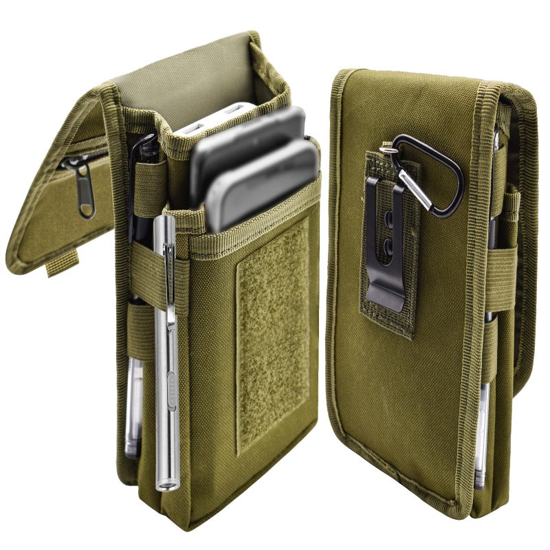 KATOLK Dual Phone Holster, Large Smartphone Pouch, Belt Cell Phone Holder for iPhone 16/15/14 Pro Max & Samsung Phones, Compatible with Power Bank, for Work, Hiking, Camping, Barbecue, Rescue (XL) - Image 1